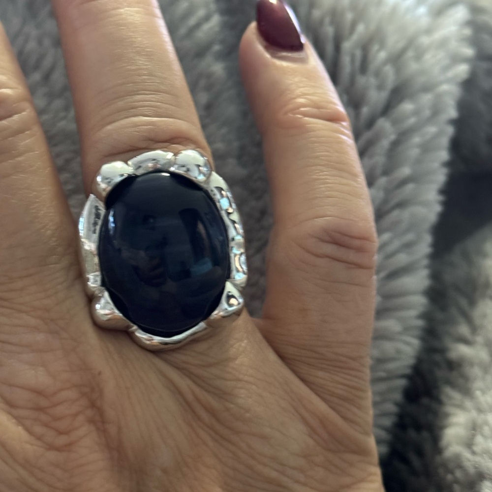 Elegant Silver and Blue Statement Ring (Lia Sophia)